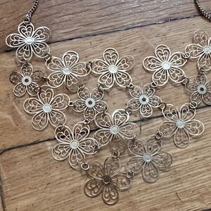 Delicate Gold Floral Statement Necklace - Women Jewelry